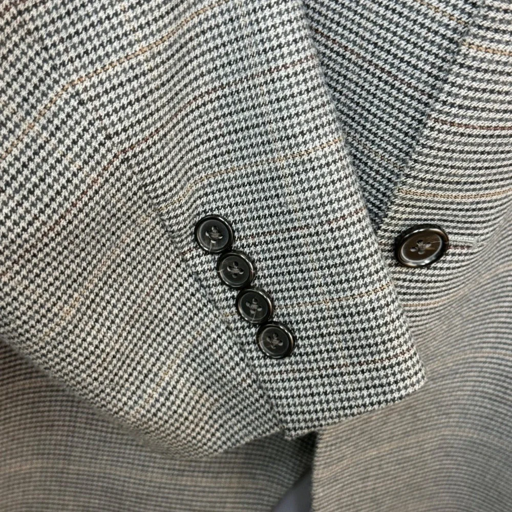 Lauren Ralph Lauren Sport Coat Mens 42R Grey Houndstooth Two Button Blazer